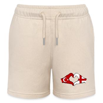 Türkei England Flagge Hände Herzform - Kinder Organic Joggingshorts Mini Bolter von Stanley/Stella - Natur - Vorne