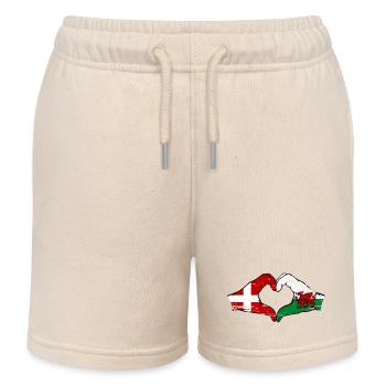 Denmark Wales Flag Hands Heart Shape Used - Kids Organic Sweat Shorts by Stanley/Stella - soft Ecru - Front