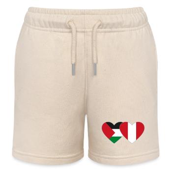 Palestine Peru Flag Heart - Kids Organic Sweat Shorts by Stanley/Stella - soft Ecru - Front