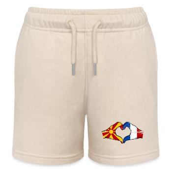 Montenegro Frankreich Flagge Hände Herzform used - Kinder Organic Joggingshorts Mini Bolter von Stanley/Stella - Natur - Vorne