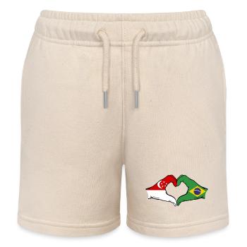 Singapur Brasilien Flagge Hände Herzform - Kinder Organic Joggingshorts Mini Bolter von Stanley/Stella - Natur - Vorne