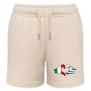 Italien Uruguay Flagge Hände Herzform used - Kinder Organic Joggingshorts Mini Bolter von Stanley/Stella - Natur - Vorne
