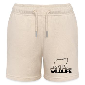Bear Silhouette Wildlife - Kids Organic Sweat Shorts by Stanley/Stella - soft Ecru - Front