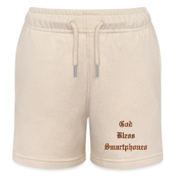 GodBlessSmartphones - Kids Organic Sweat Shorts by Stanley/Stella - soft Ecru - Front