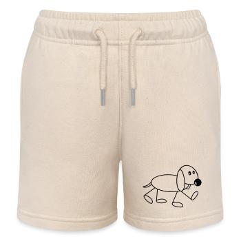 Hund Strichmännchen Geht Süß Läuft Spazieren Comic - Kinder Organic Joggingshorts Mini Bolter von Stanley/Stella - Natur - Vorne