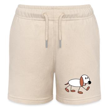 Hund Strichmännchen Geht Süß Läuft Spazieren Comic - Kinder Organic Joggingshorts Mini Bolter von Stanley/Stella - Natur - Vorne