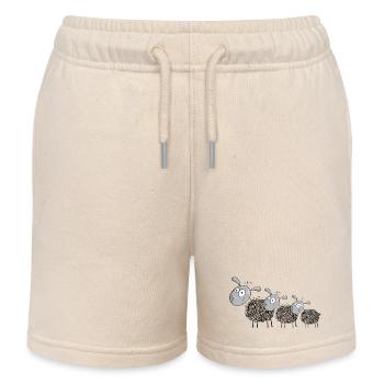 Three wool sheep - sheep cartoon - Kids Organic Sweat Shorts by Stanley/Stella - soft Ecru - Front