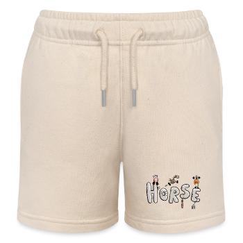 Pferde Schriftzug - Kinder Organic Joggingshorts Mini Bolter von Stanley/Stella - Natur - Vorne