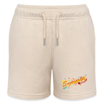 Soleil, été, plaisir et fête. Lettrage d’été - Short de jogging enfant bio Stanley/Stella - écru doux - Devant