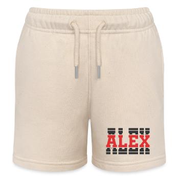 Alex t-shirt stacked text gift t-shirt - Kids Organic Sweat Shorts by Stanley/Stella - soft Ecru - Front