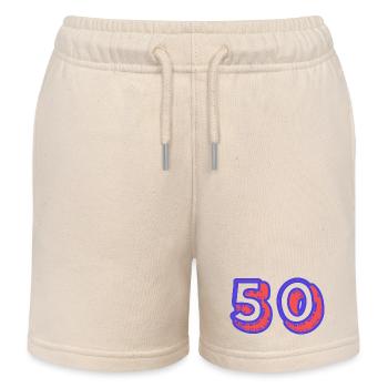 50. 50 ANS. 50e ANNIVERSAIRE. ANNIVERSAIRE 50 ANS. - Short de jogging enfant bio Stanley/Stella - écru doux - Devant