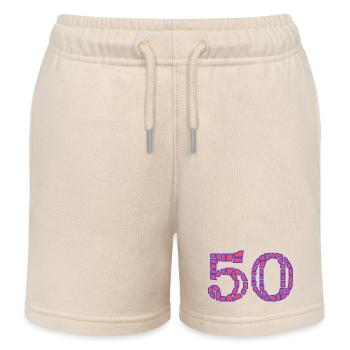 50. 50 ANS. 50e ANNIVERSAIRE. ANNIVERSAIRE 50 ANS. - Short de jogging enfant bio Stanley/Stella - écru doux - Devant