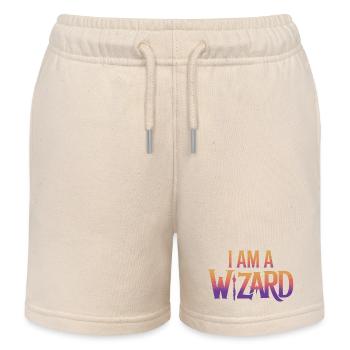 I Am a Wizard Text Design - Kids Organic Sweat Shorts by Stanley/Stella - soft Ecru - Front