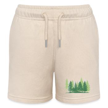 Forest Tree Greens - Kids Organic Sweat Shorts by Stanley/Stella - soft Ecru - Front