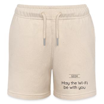 GEEK – Möge das WLAN mit dir sein. - Kinder Organic Joggingshorts Mini Bolter von Stanley/Stella - Natur - Vorne