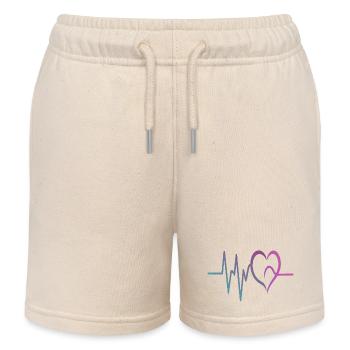Gradient ECG Heart - Kids Organic Sweat Shorts by Stanley/Stella - soft Ecru - Front