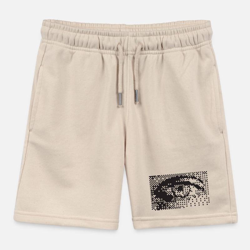 Midnight Pixel Eye Pattern Kids Organic Sweat Shorts by Stanley/Stella