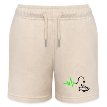 EKG Puls Angelhaken Outline - Kinder Organic Joggingshorts Mini Bolter von Stanley/Stella - Natur - Vorne