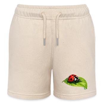 Ladybug on leaf - Kids Organic Sweat Shorts by Stanley/Stella - soft Ecru - Front