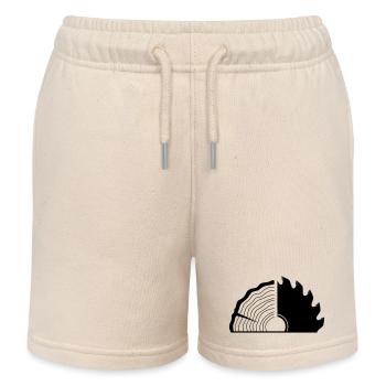 Carpenter Wooden Slice Saw Blade - Kids Organic Sweat Shorts by Stanley/Stella - soft Ecru - Front