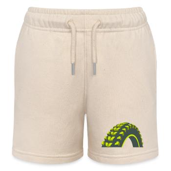 MTB Bicycle Tire Graphic - Kids Organic Sweat Shorts by Stanley/Stella - soft Ecru - Front