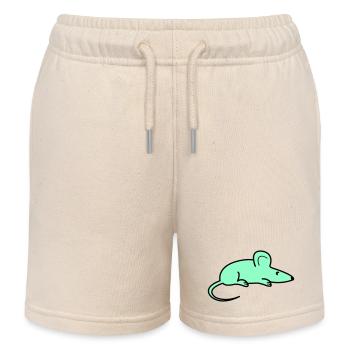 Minzfarbene Maus Silhouette - Kinder Organic Joggingshorts Mini Bolter von Stanley/Stella - Natur - Vorne