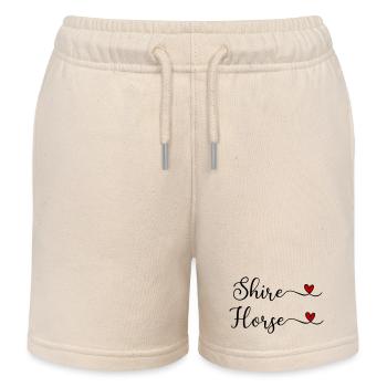 Shire Horse with a Heart - Kids Organic Sweat Shorts by Stanley/Stella - soft Ecru - Front