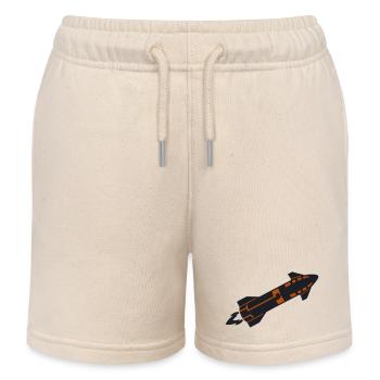 Raumschiff Rakete Silhouette - Kinder Organic Joggingshorts Mini Bolter von Stanley/Stella - Natur - Vorne