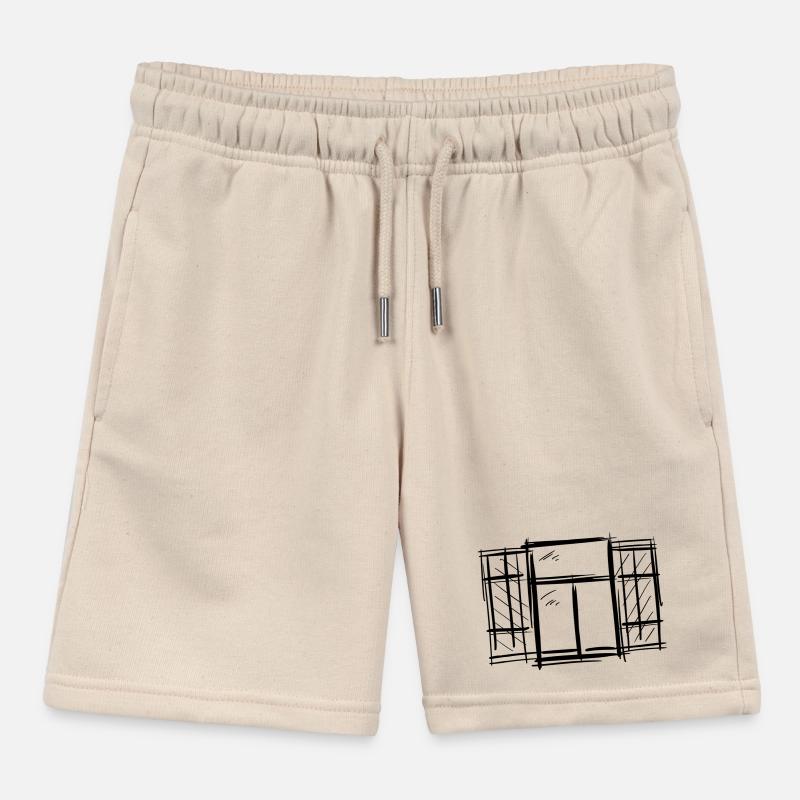 Old Window with Shutters Hinged Shutters Drawing Kids Organic Sweat Shorts by Stanley/Stella