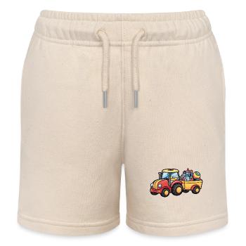 Tractor with trailer for children - Kids Organic Sweat Shorts by Stanley/Stella - soft Ecru - Front