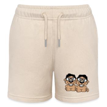 2 chiens nerds lunettes à monture de corne geeks bretelles intelligentes - Short de jogging enfant bio Stanley/Stella - écru doux - Devant