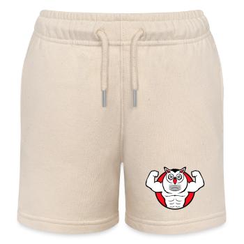 hibou bodybuilder muscles biceps poses gym rat cool - Short de jogging enfant bio Stanley/Stella - écru doux - Devant