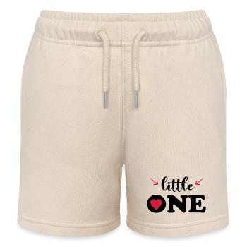 Baby Child Birthday Gift Sayings Little One - Kids Organic Sweat Shorts by Stanley/Stella - soft Ecru - Front
