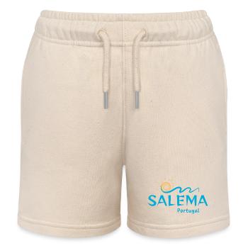 Salema Portugal-Coastal Wave Illustration - Kids Organic Sweat Shorts by Stanley/Stella - soft Ecru - Front