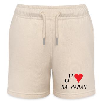 J'aime ma maman - Fête des Mères - Short de jogging enfant bio Stanley/Stella - écru doux - Devant