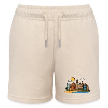 Colorful cityscape of Gran Canaria - Kids Organic Sweat Shorts by Stanley/Stella - soft Ecru - Front