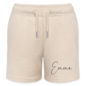 Emma / Conception personnalisée de l’écriture manuscrite - Short de jogging enfant bio Stanley/Stella - écru doux - Devant