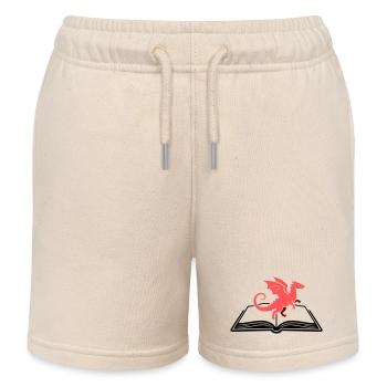 Dragon on Book Fantasy - Kids Organic Sweat Shorts by Stanley/Stella - soft Ecru - Front
