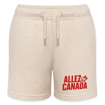 Allez Canada Foot Rouge | Supporter Feuille Érable - Short de jogging enfant bio Stanley/Stella - écru doux - Devant