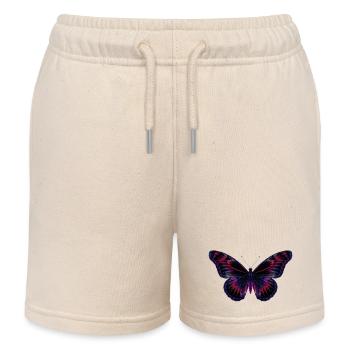 Holographic Neon Butterfly - Kids Organic Sweat Shorts by Stanley/Stella - soft Ecru - Front