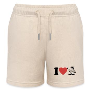 J’aime le photovoltaïque - Cœur - Énergie renouvelable - Short de jogging enfant bio Stanley/Stella - écru doux - Devant
