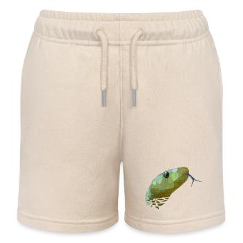 Snake Geometric Low Poly - Kids Organic Sweat Shorts by Stanley/Stella - soft Ecru - Front
