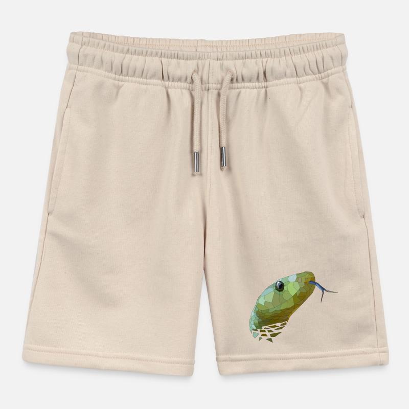 Snake Geometric Low Poly Kids Organic Sweat Shorts by Stanley/Stella