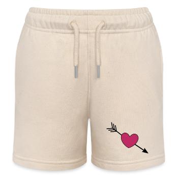 violettes Herz Herzen violett rot Valentinstag - Kinder Organic Joggingshorts Mini Bolter von Stanley/Stella - Natur - Vorne