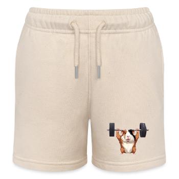 Meerschweinchen beim Kraftsport - Kinder Organic Joggingshorts Mini Bolter von Stanley/Stella - Natur - Vorne