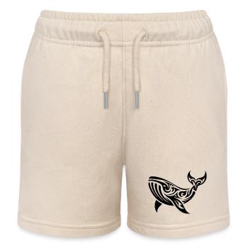 Tribal Tattoo Style baleine flottant créature de mer - Short de jogging enfant bio Stanley/Stella - écru doux - Devant