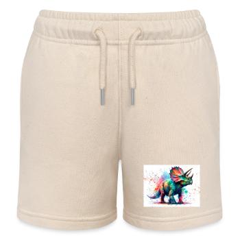 Dinosaur in watercolor - Kids Organic Sweat Shorts by Stanley/Stella - soft Ecru - Front