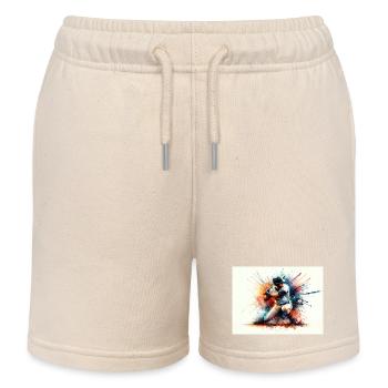 Baseball player - Kids Organic Sweat Shorts by Stanley/Stella - soft Ecru - Front