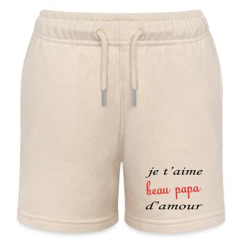 Je t'aime beau papa d'amour - Short de jogging enfant bio Stanley/Stella - écru doux - Devant