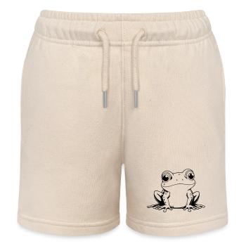 Frog Outlines - Kids Organic Sweat Shorts by Stanley/Stella - soft Ecru - Front